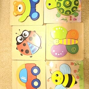 Vibrant Animal and Vehicle Wooden Puzzle Set